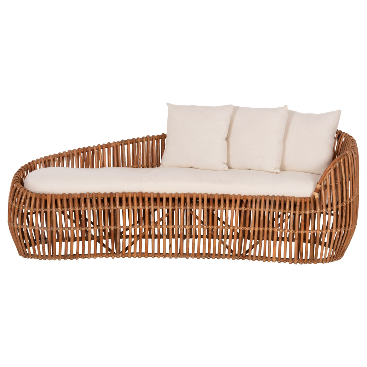 ΚΑΝΑΠΕΣ-ΑΝΑΚΛΙΝΤΡΟ LANTRY HM5991 ΦΥΣΙΚΟ RATTAN- ΛΕΥΚΑ ΜΑΞΙΛΑΡΙΑ 215x60x78Yεκ. - Image 3
