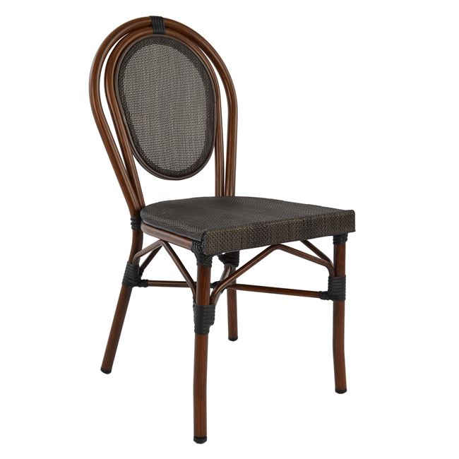 karekla-aloyminioy-bamboo-look-kafe-me-t ΚΑΡΕΚΛΑ ΑΛΟΥΜΙΝΙΟΥ KASON BAMBOO LOOK ΚΑΦΕ ΜΕ TEXTLINE 40,5x56,5x89,5 εκ. HM5026 - Image 1