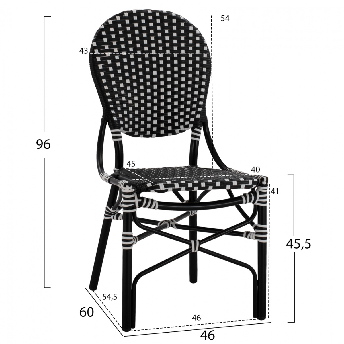 ΚΑΡΕΚΛΑ ΑΛΟΥΜΙΝΙΟΥ BAMBOO LOOK ΜΕ WICKER ΜΑΥΡΟ ΛΕΥΚΟ HM5792.02 46x60x96 εκ. - Image 2