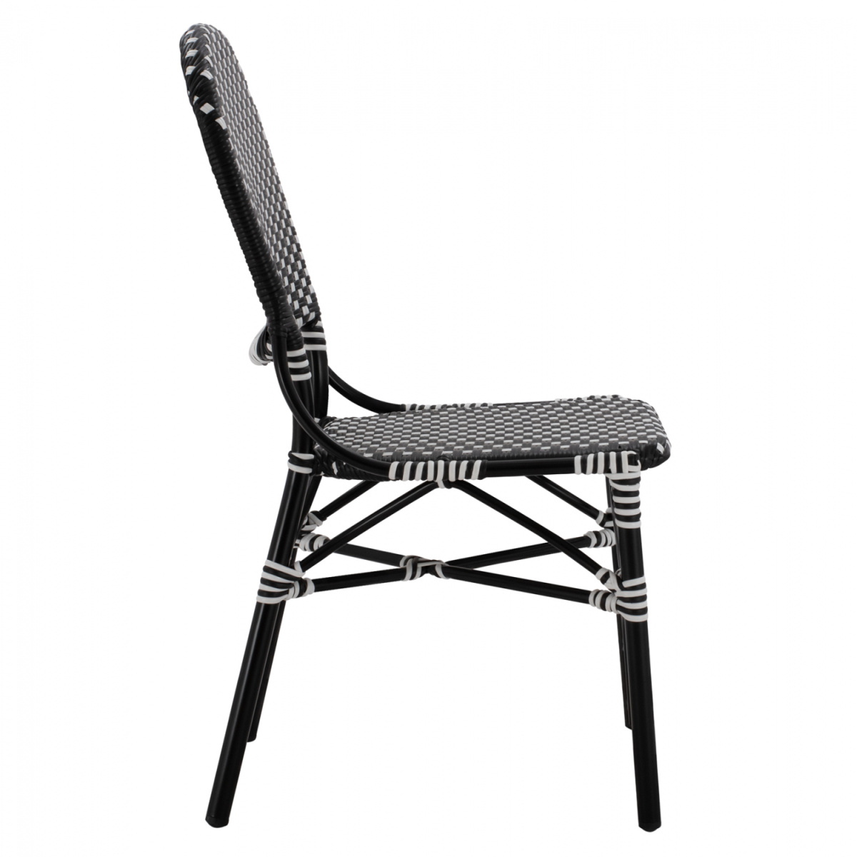 ΚΑΡΕΚΛΑ ΑΛΟΥΜΙΝΙΟΥ BAMBOO LOOK ΜΕ WICKER ΜΑΥΡΟ ΛΕΥΚΟ HM5792.02 46x60x96 εκ. - Image 4