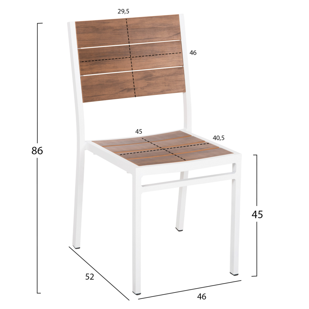 ΚΑΡΕΚΛΑ ΑΛΟΥΜΙΝΙΟΥ SAGA HM6063.01 ΛΕΥΚΗ ΜΕ POLYWOOD 46x52x86Υεκ. - Image 2