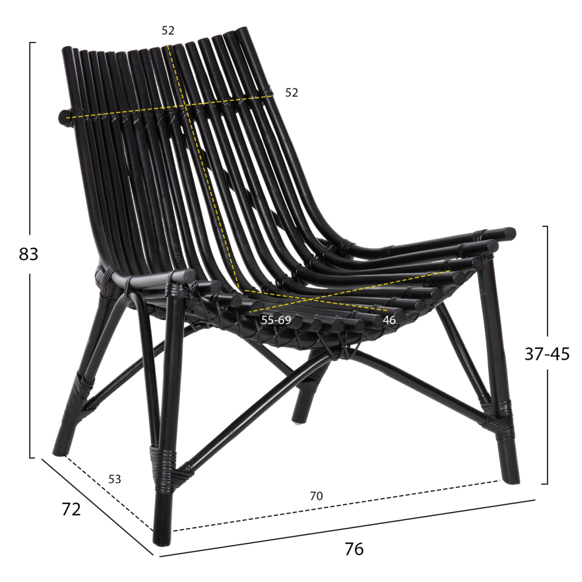 ΚΑΡΕΚΛΑ ΕΞΩΤ.ΧΩΡΟΥ CELLION HM9812.02 ΡΑΒΔΟΙ RATTAN ΣΕ ΜΑΥΡΟ ΧΡΩΜΑ 76x72x83Υεκ. - Image 2