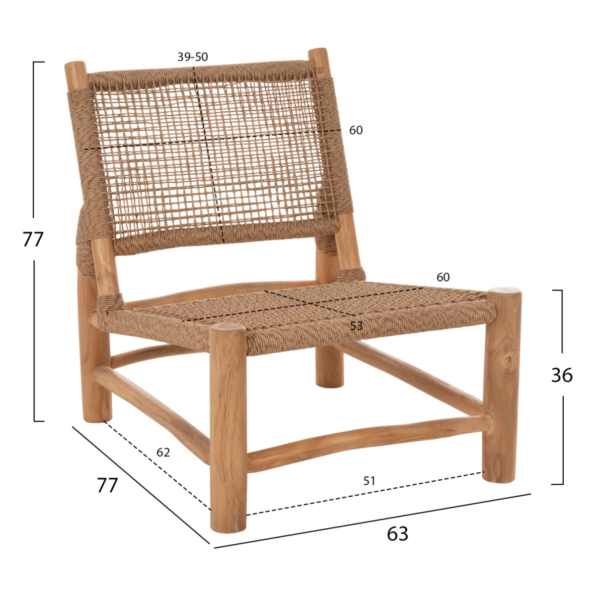 ΚΑΡΕΚΛΑ LONDER HM5986 ΞΥΛΟ TEAK ΣΕ ΦΥΣΙΚΟ ΚΑΙ ΣΥΝΘΕΤΙΚΟ RATTAN 63x77x77Υεκ. - Image 2