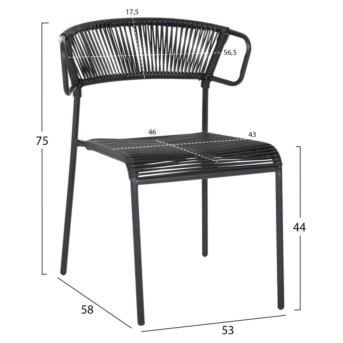ΚΑΡΕΚΛΑ SUKI HM6053.02 ΜΕΤΑΛΛO KAI ΣΥΝΘΕΤΙΚΟ RATTAN ΣΕ ΜΑΥΡΟ 54x62x80Υεκ - Image 2