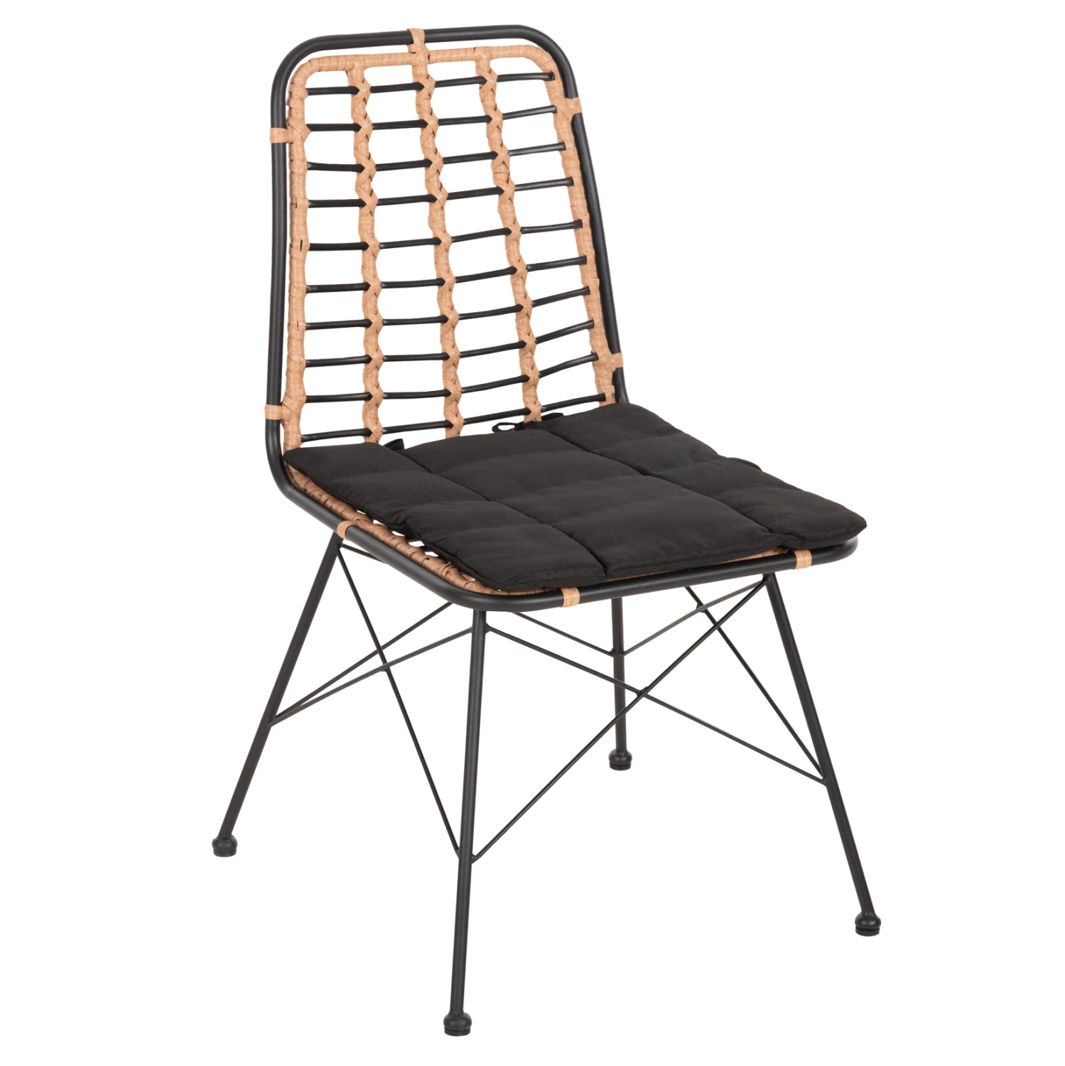 karekla-metalliki-fb9569111-wicker-mpez- ΚΑΡΕΚΛΑ ΜΕΤΑΛΛΙΚΗ ALLEGRA HM5691.11 WICKER ΜΠΕΖ-ΜΑΥΡΟ 51x54x84Υεκ. - Image 1