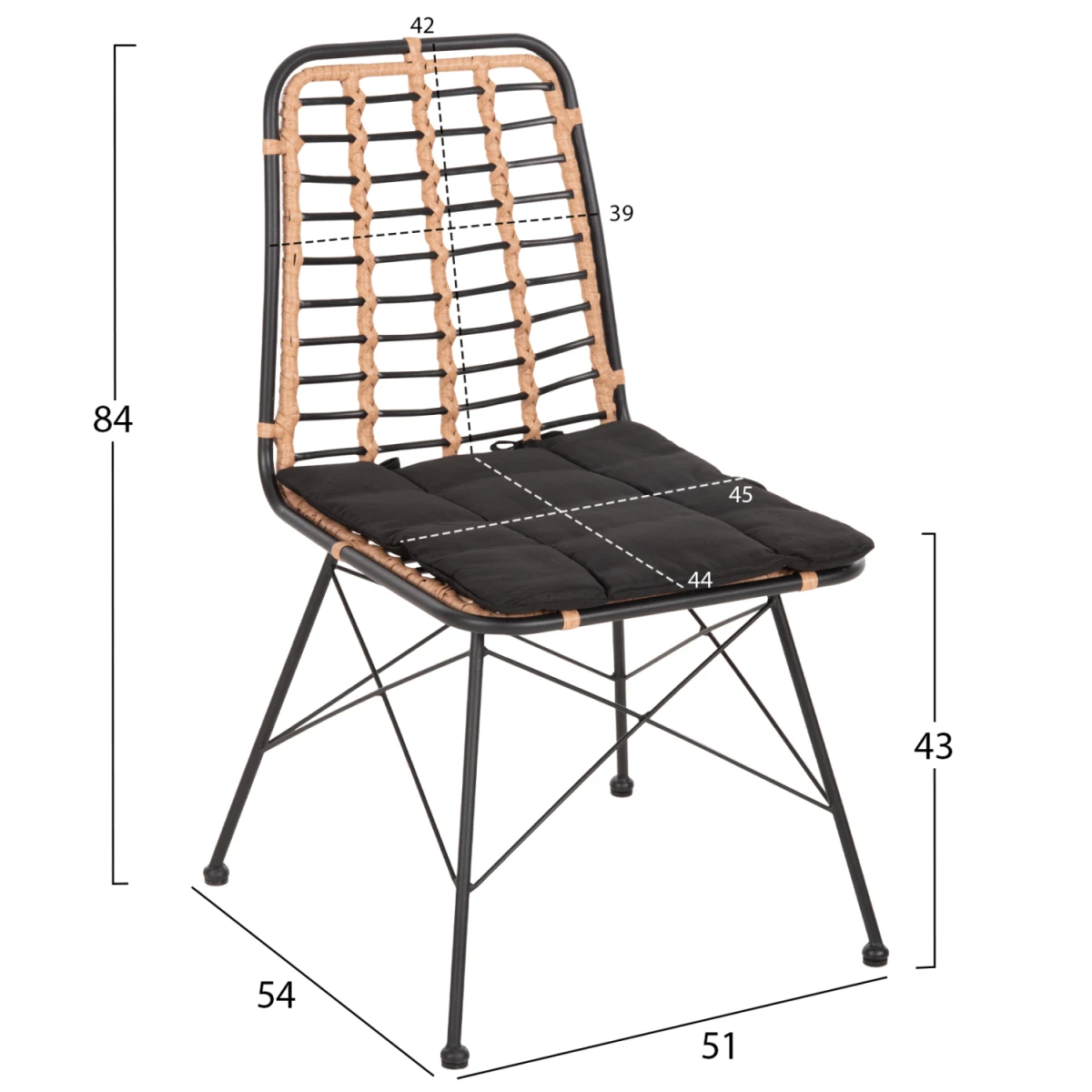 ΚΑΡΕΚΛΑ ΜΕΤΑΛΛΙΚΗ ALLEGRA HM5691.11 WICKER ΜΠΕΖ-ΜΑΥΡΟ 51x54x84Υεκ. - Image 2