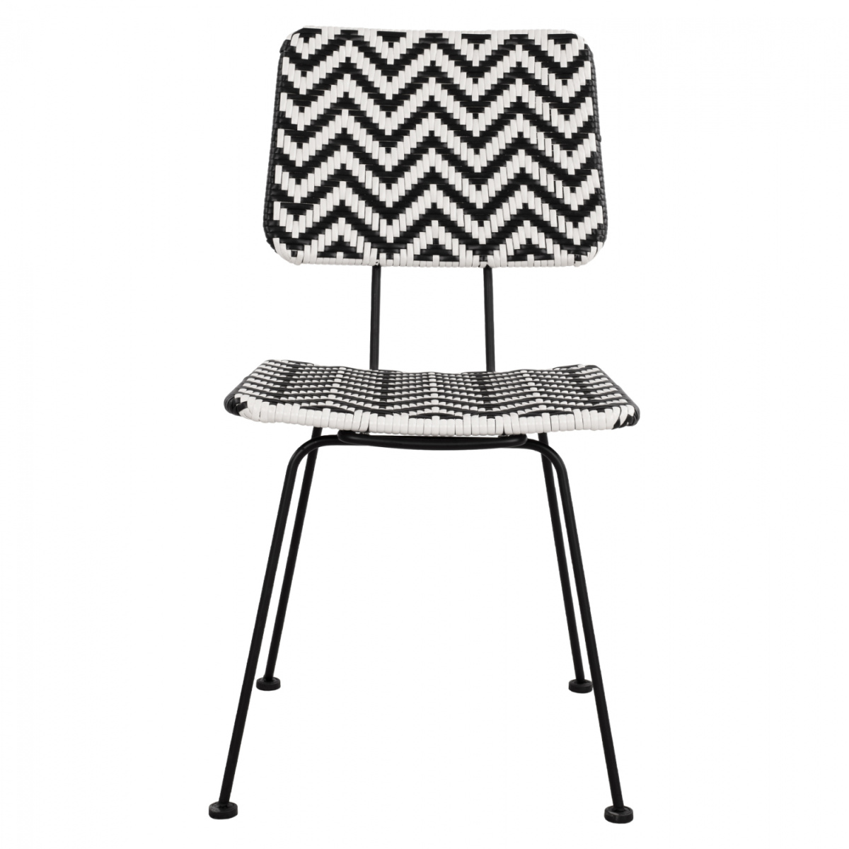 ΚΑΡΕΚΛΑ ΜΕΤΑΛΛΙΚΗ ALLEGRA HM5693 ΜΕ WICKER ΜΑΥΡΟ-ΛΕΥΚΟ 46x56x88Υ εκ. - Image 3