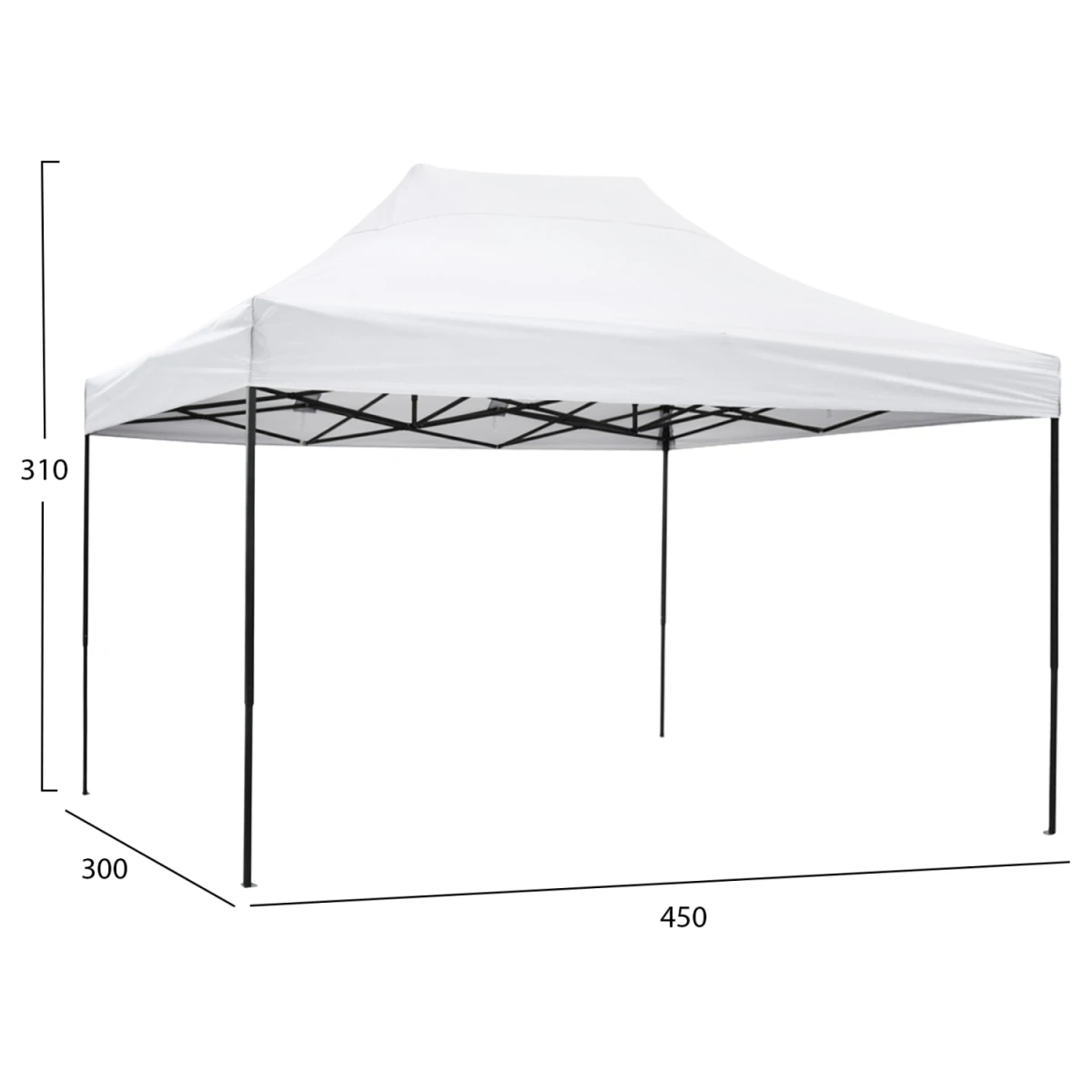 ΚΙΟΣΚΙ/GAZEBO MATTHEW HM6311 ΠΤΥΣΣΟΜΕΝΟ-ΣΚΕΛΕΤΟΣ ΜΕΤΑΛ.ΜΑΥΡΟΣ-ΛΕΥΚΟ ΥΦΑΣΜΑ 3x4,5x3,10Yμ - Image 2