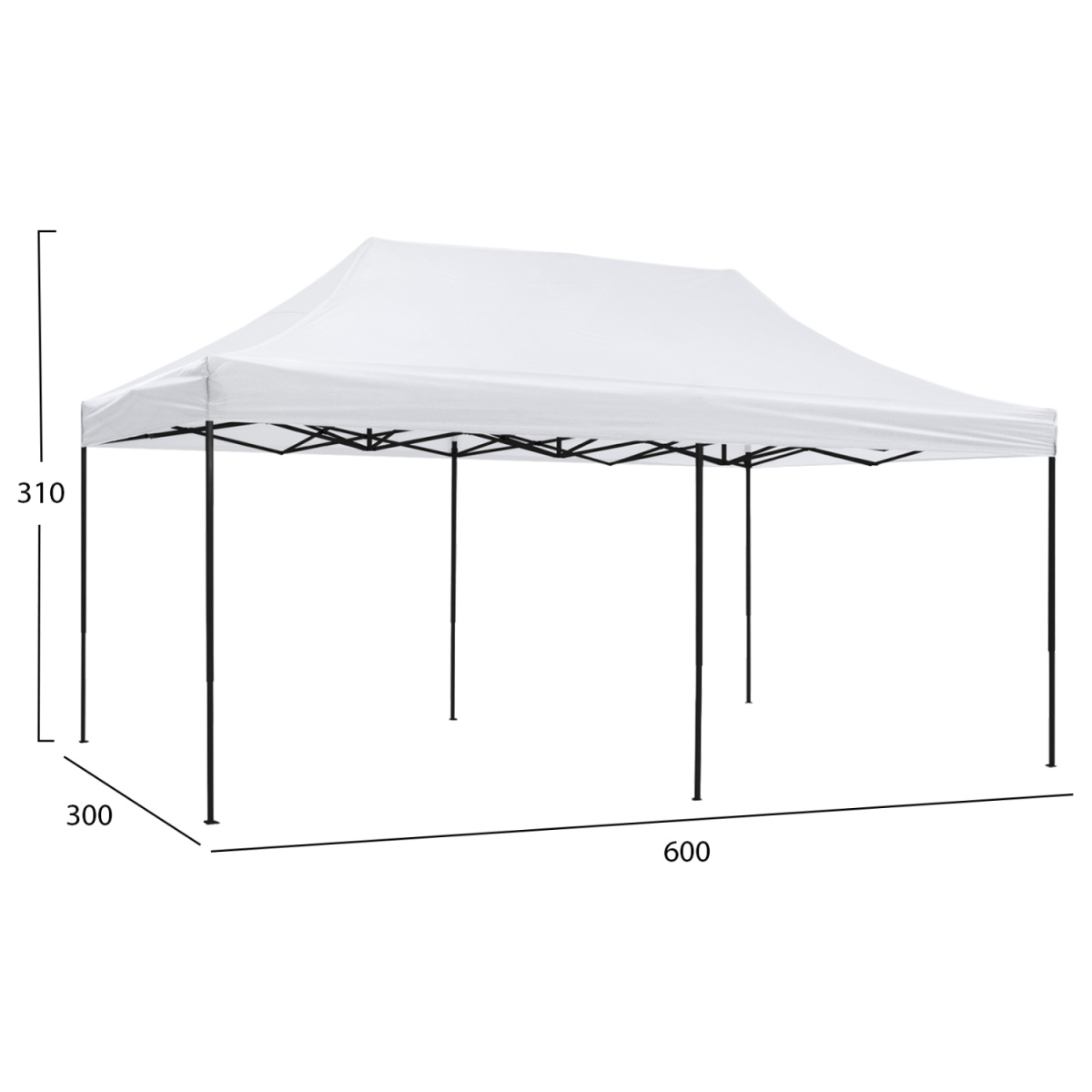 ΚΙΟΣΚΙ/GAZEBO MATTHEW HM6312 ΠΤΥΣΣΟΜΕΝΟ-ΣΚΕΛΕΤΟΣ ΜΕΤΑΛ.ΜΑΥΡΟΣ-ΛΕΥΚΟ ΥΦΑΣΜΑ 300x600x310Yεκ - Image 2