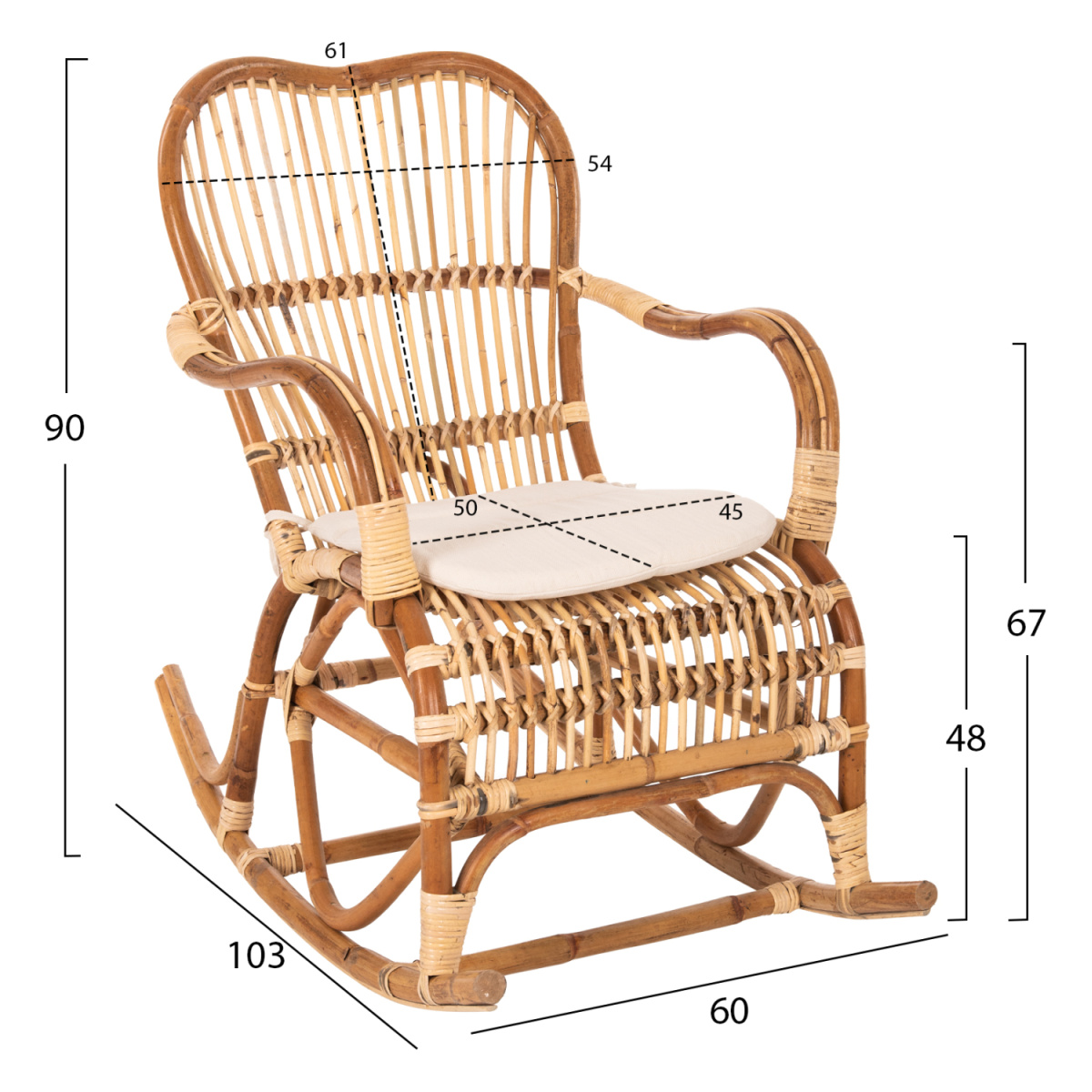 ΚΟΥΝΙΣΤΗ ΠΟΛΥΘΡΟΝΑ ΜΕ ΜΑΞΙΛΑΡΙ SANTA FE RATTAN HM9343 60x103x90Υ εκ. - Image 2