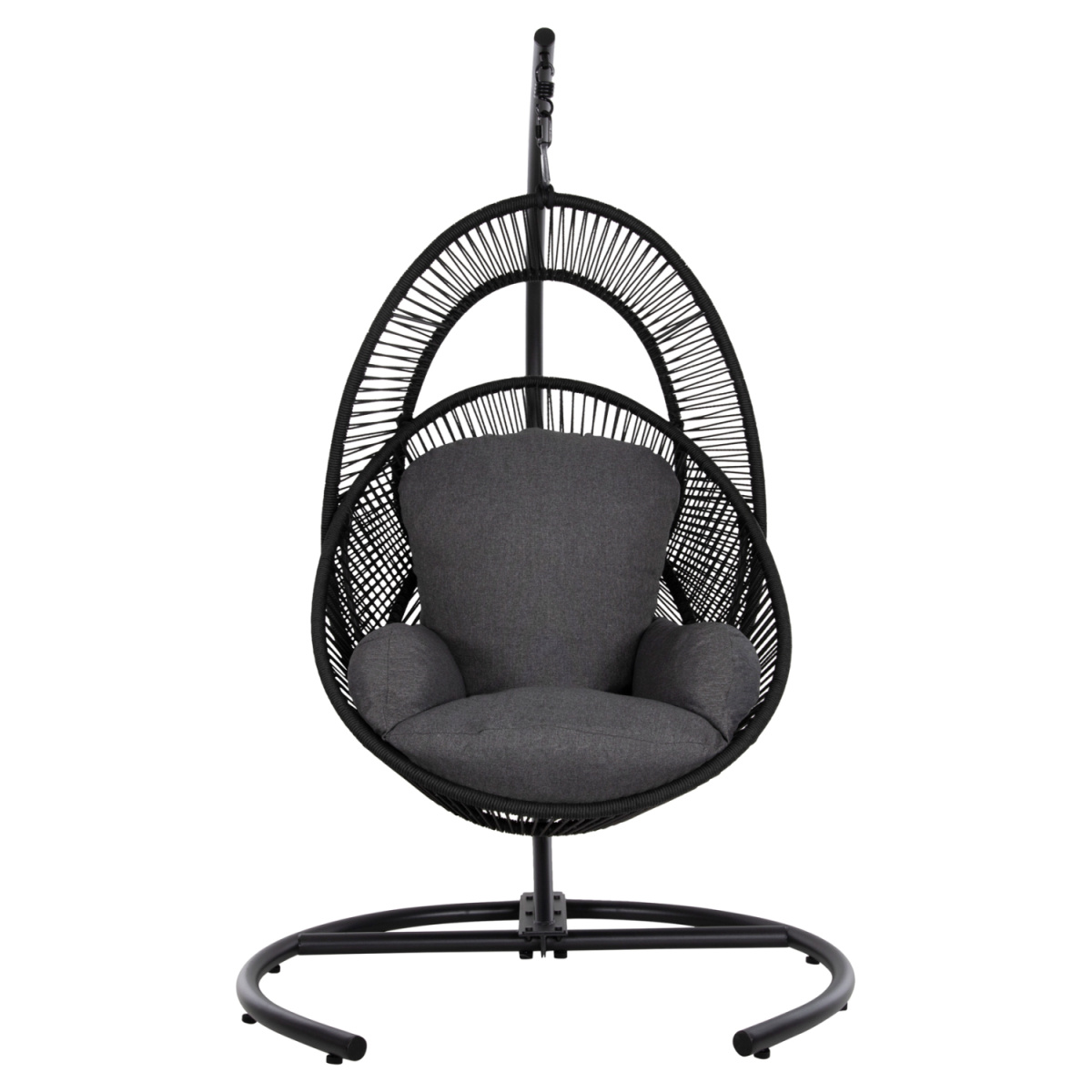 ΚΡΕΜΑΣΤΗ ΦΩΛΙΑ RULER HM6083 ΜΑΥΡΟ ΜΕΤΑΛΛΟ ΚΑΙ ΣΥΝΘ.RATTAN-ΓΚΡΙ ΜΑΞΙΛΑΡΙ 120x110x190Υ - Image 3