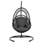 ΚΡΕΜΑΣΤΗ ΦΩΛΙΑ RULER HM6083 ΜΑΥΡΟ ΜΕΤΑΛΛΟ ΚΑΙ ΣΥΝΘ.RATTAN-ΓΚΡΙ ΜΑΞΙΛΑΡΙ 120x110x190Υ - Image 3