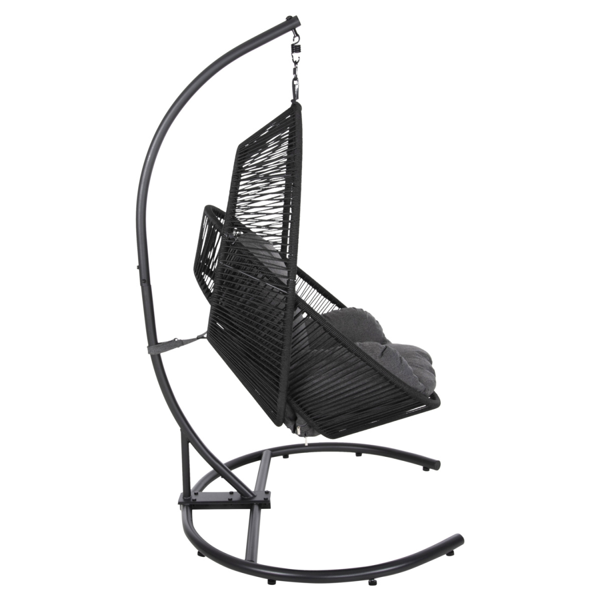 ΚΡΕΜΑΣΤΗ ΦΩΛΙΑ RULER HM6083 ΜΑΥΡΟ ΜΕΤΑΛΛΟ ΚΑΙ ΣΥΝΘ.RATTAN-ΓΚΡΙ ΜΑΞΙΛΑΡΙ 120x110x190Υ - Image 4