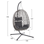 ΚΡΕΜΑΣΤΗ ΦΩΛΙΑ NESTA HM6468.01 ΓΚΡΙ ΜΕΤΑΛΛΟ & P.E.RATTAN 100x100x190Υεκ. - Image 2