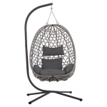 ΚΡΕΜΑΣΤΗ ΦΩΛΙΑ NESTA HM6468.01 ΓΚΡΙ ΜΕΤΑΛΛΟ & P.E.RATTAN 100x100x190Υεκ. - Image 3