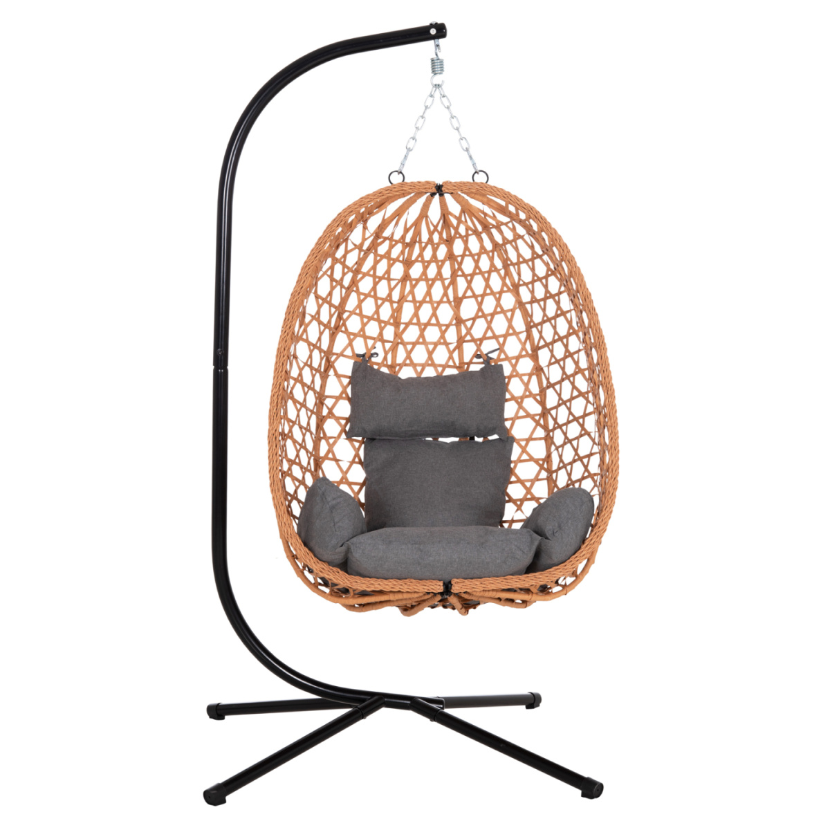 ΚΡΕΜΑΣΤΗ ΦΩΛΙΑ NESTA HM6468.05 ΜΑΥΡΟ ΜΕΤΑΛΛΟ--ΚΑΦΕ P.E.RATTAN 100x100x190Υεκ. - Image 3