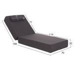 ΜΑΞΙΛΑΡΙ ΞΑΠΛΩΣΤΡΑΣ KIHEI HM21094.03 OLEFIN ΣΚΟΥΡΟ ΓΚΡΙ ΜΕ FOAM 198x70x20Υεκ - Image 2