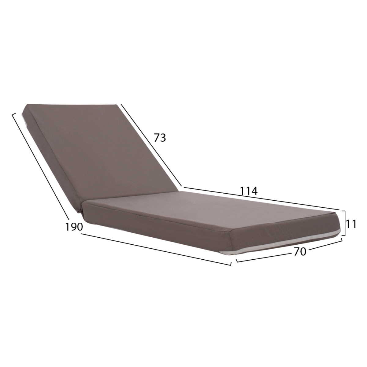 ΜΑΞΙΛΑΡΙ ΞΑΠΛΩΣΤΡΑΣ POLYESTER SIFNOS ΓΚΡΙ HM11235.10P 190x70x11 εκ. - Image 2