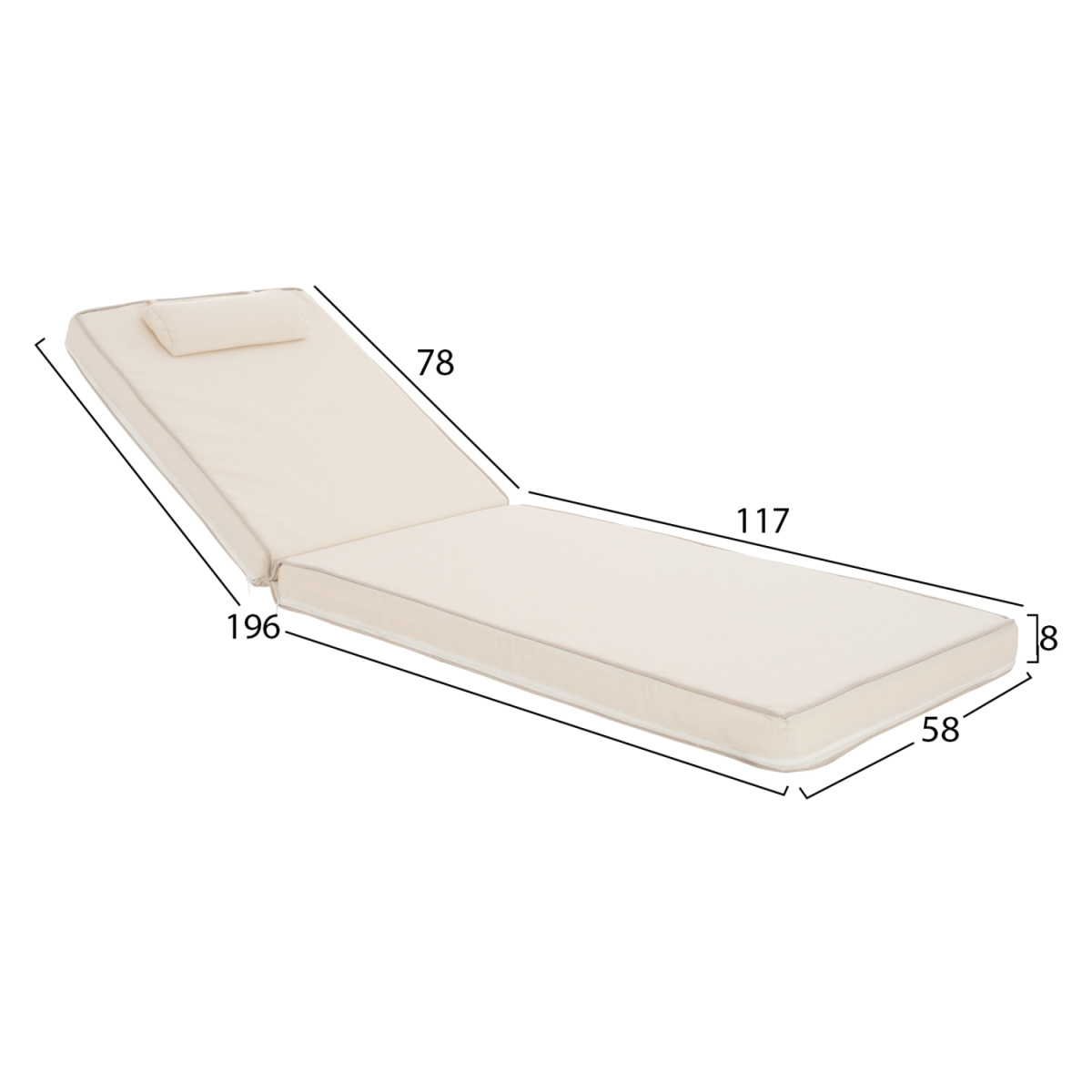ΜΑΞΙΛΑΡΙ ΞΑΠΛΩΣΤΡΑΣ TEXTILENE 600gr SIFNOS ΜΠΕΖ HM11236.60T 196(117+1+78)x58x9εκ. - Image 2