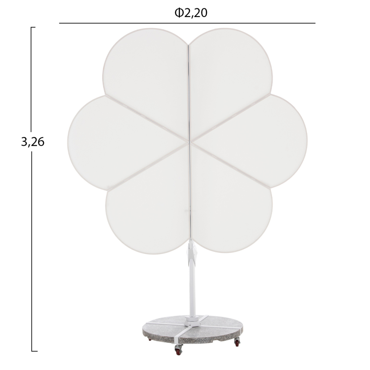ΟΜΠΡΕΛΑ ΜΕ ΒΑΣΗ ΣΕΙΡΑ CANNOPY (flower) HM21286.02 ΑΛΟΥΜΙΝΙΟ-ΓΡΑΝΙΤΗΣ-ΛΕΥΚΟ 2,38x2,2μ - Image 2