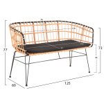 ΠΑΓΚΑΚΙ ΔΙΘΕΣΙΟ ALLEGRA HM5692.11 P.E.RATTAN ΜΠΕΖ-ΜΑΥΡΟΣ ΜΕΤΑΛ.ΣΚΕΛΕΤΟΣ 125x60x77Υεκ - Image 2