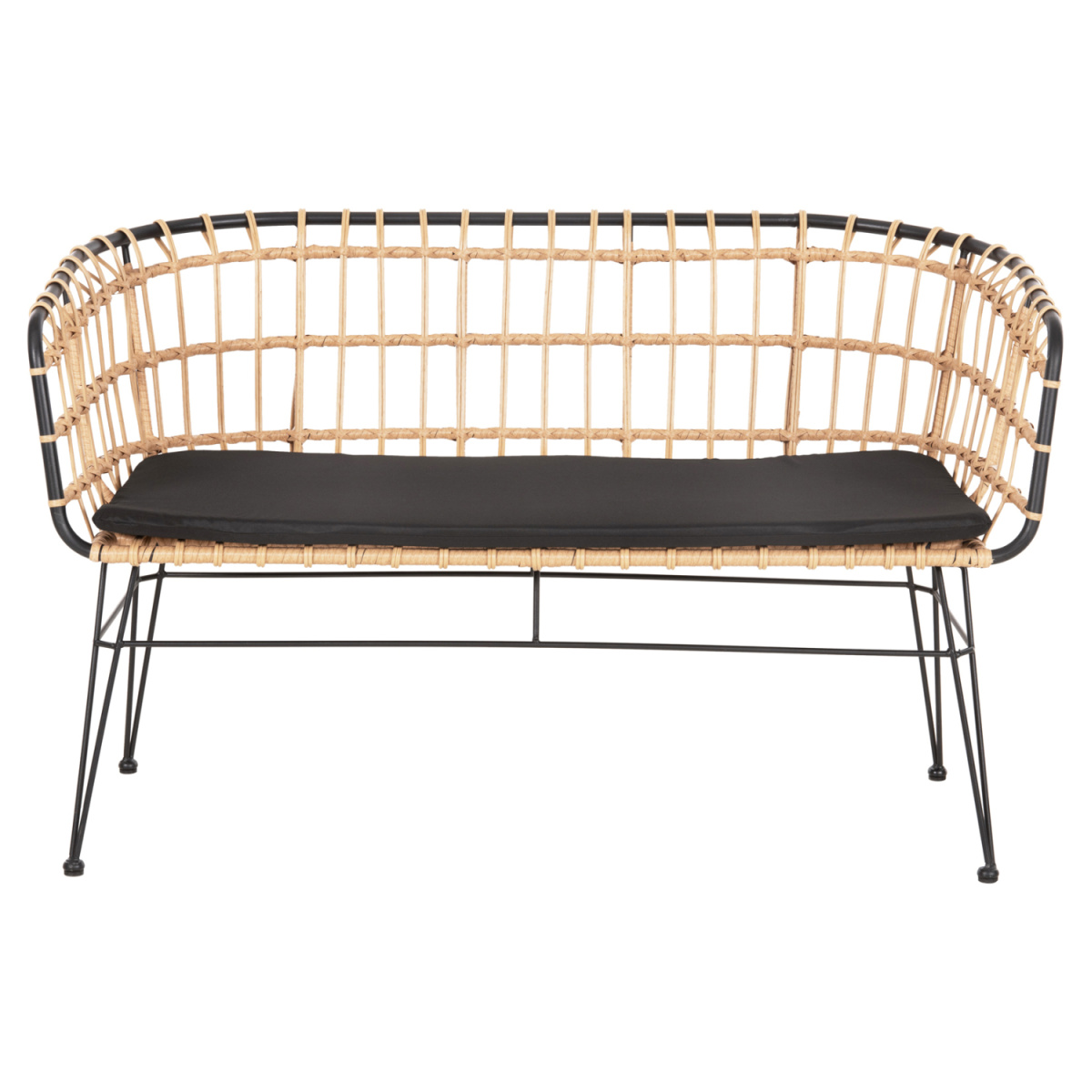 ΠΑΓΚΑΚΙ ΔΙΘΕΣΙΟ ALLEGRA HM5692.11 P.E.RATTAN ΜΠΕΖ-ΜΑΥΡΟΣ ΜΕΤΑΛ.ΣΚΕΛΕΤΟΣ 125x60x77Υεκ - Image 3