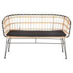 ΠΑΓΚΑΚΙ ΔΙΘΕΣΙΟ ALLEGRA HM5692.11 P.E.RATTAN ΜΠΕΖ-ΜΑΥΡΟΣ ΜΕΤΑΛ.ΣΚΕΛΕΤΟΣ 125x60x77Υεκ - Image 3