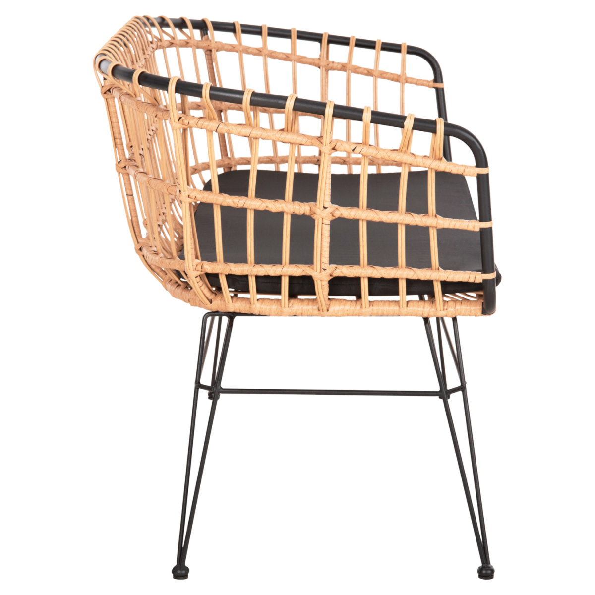 ΠΑΓΚΑΚΙ ΔΙΘΕΣΙΟ ALLEGRA HM5692.11 P.E.RATTAN ΜΠΕΖ-ΜΑΥΡΟΣ ΜΕΤΑΛ.ΣΚΕΛΕΤΟΣ 125x60x77Υεκ - Image 4