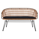 ΠΑΓΚΑΚΙ ΜΕΤΑΛΛΙΚΟ ALLEGRA HM5692 ΜΕ WICKER ΜΑΥΡΟ-ΜΠΕΖ 124x57x77Υ εκ. - Image 3