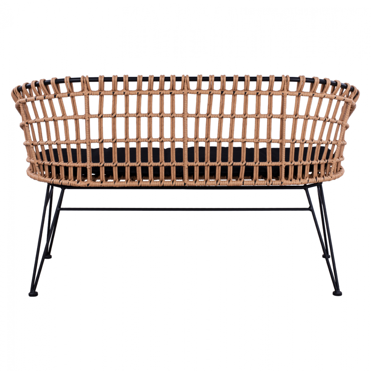 ΠΑΓΚΑΚΙ ΜΕΤΑΛΛΙΚΟ ALLEGRA HM5692 ΜΕ WICKER ΜΑΥΡΟ-ΜΠΕΖ 124x57x77Υ εκ. - Image 4