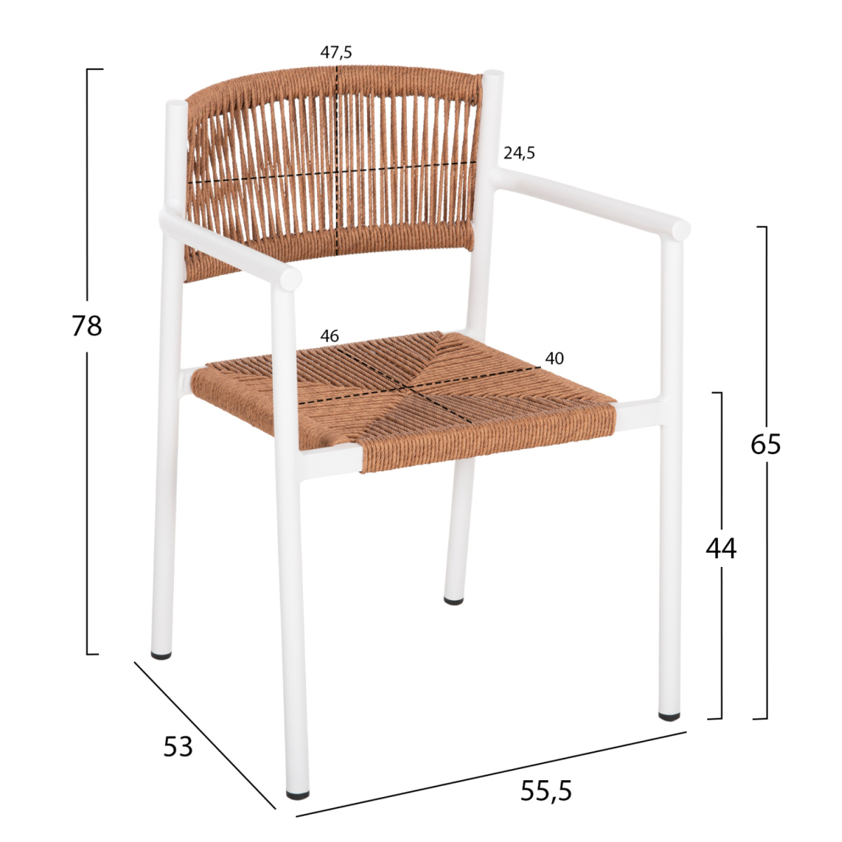 ΠΟΛΥΘΡΟΝΑ ΑΛΟΥΜΙΝΙΟΥ STER HM5786.11 ΛΕΥΚΗ-ΣΥΝΘ.RATTAN ΜΠΕΖ 55,5x53x78Υεκ. - Image 2