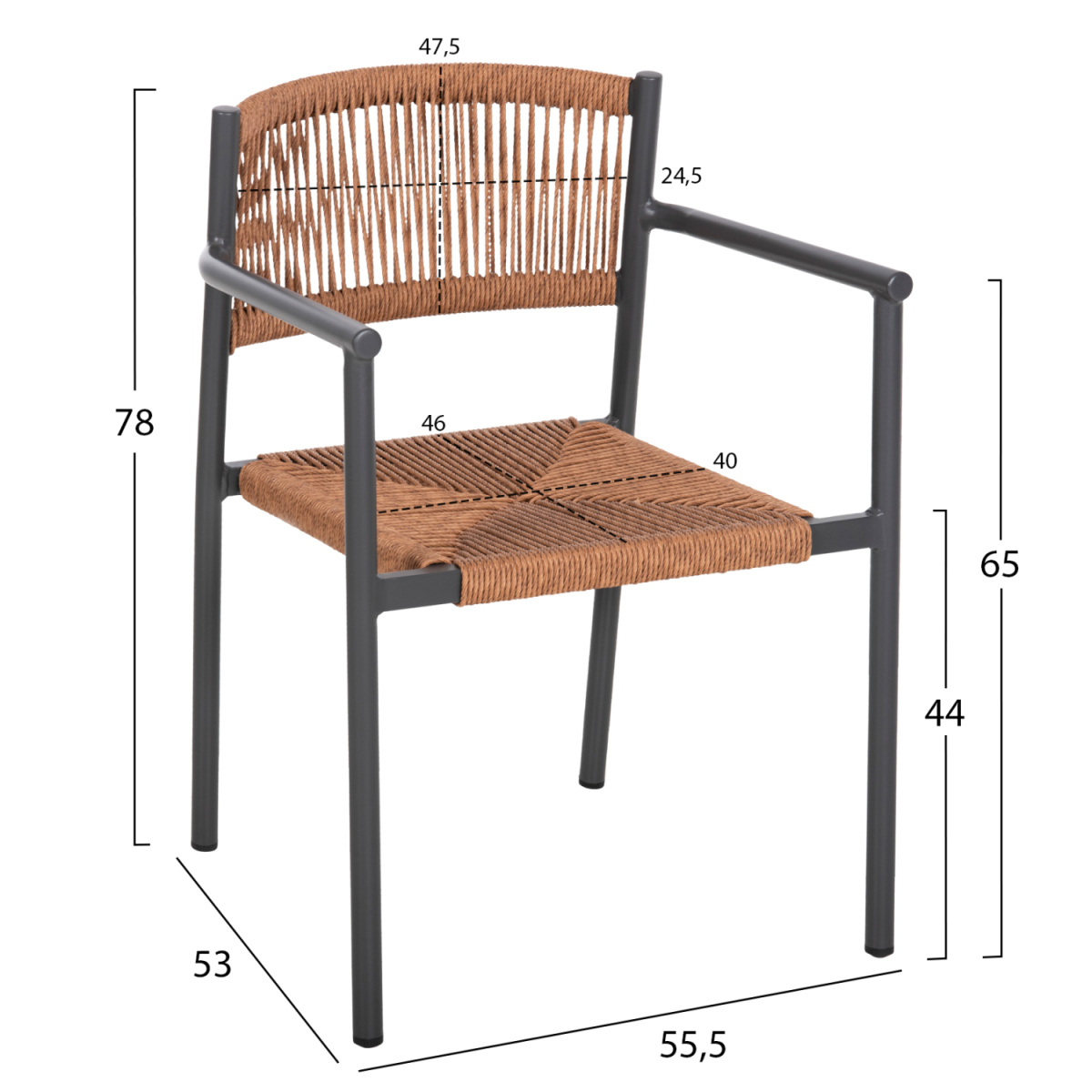 ΠΟΛΥΘΡΟΝΑ ΑΛΟΥΜΙΝΙΟΥ STER HM5786.12 ΑΝΘΡΑΚΙ-ΣΥΝΘ.RATTAN ΜΠΕΖ 55,5x53x78Υεκ. - Image 2