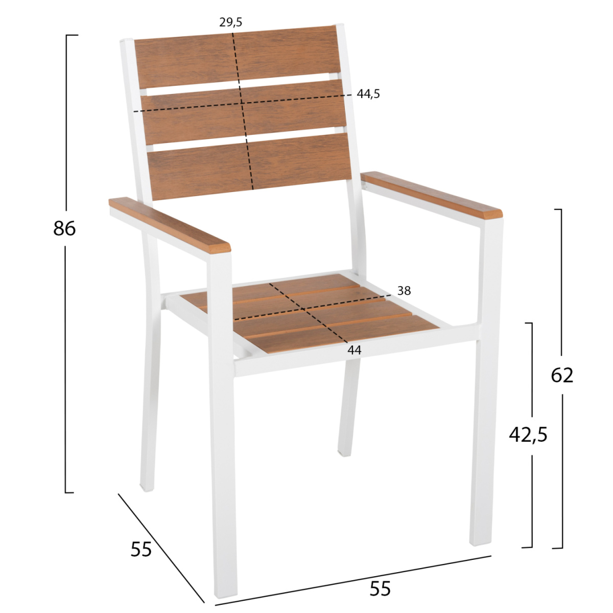 ΠΟΛΥΘΡΟΝΑ ΑΛΟΥΜΙΝΙΟΥ SAGA HM5981.01 ΛΕΥΚΗ-POLYWOOD ΣΕ ΦΥΣΙΚΟ 55x55x86Υεκ. - Image 2
