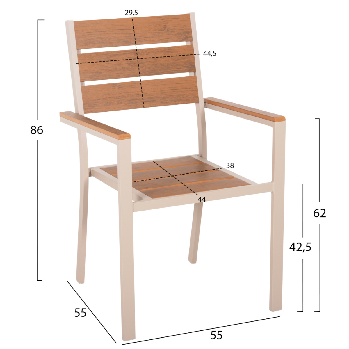 ΠΟΛΥΘΡΟΝΑ ΑΛΟΥΜΙΝΙΟΥ SAGA HM5981.04 ΣΑΜΠΑΝΙ-POLYWOOD ΣΕ ΦΥΣΙΚΟ 55x55x86Υεκ. - Image 2