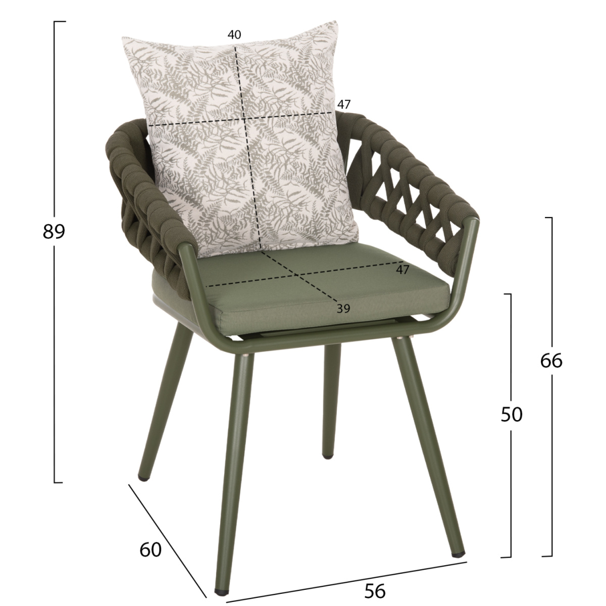 ΠΟΛΥΘΡΟΝΑ ΑΛΟΥΜΙΝΙΟΥ CAMDEN HM6141.09 ΜΑΞΙΛΑΡΙ ΜΕ PRINT-DARK OLIVE 56x60x72-87Υεκ - Image 2