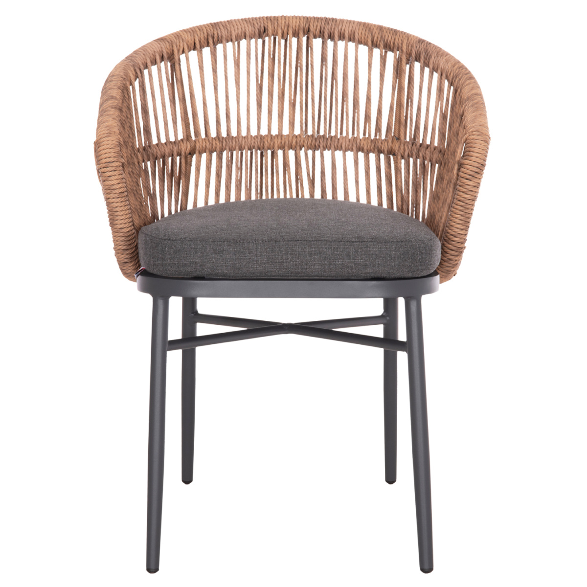 ΠΟΛΥΘΡΟΝΑ ΑΛΟΥΜΙΝΙΟΥ ORIN HM6265.01 ΣΚΟΥΡΟ ΓΚΡΙ- P.E.RATTAN ΣΕ ΦΥΣΙΚΟ 58x61x75Υεκ. - Image 3