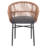 ΠΟΛΥΘΡΟΝΑ ΑΛΟΥΜΙΝΙΟΥ ORIN HM6265.01 ΣΚΟΥΡΟ ΓΚΡΙ- P.E.RATTAN ΣΕ ΦΥΣΙΚΟ 58x61x75Υεκ. - Image 3