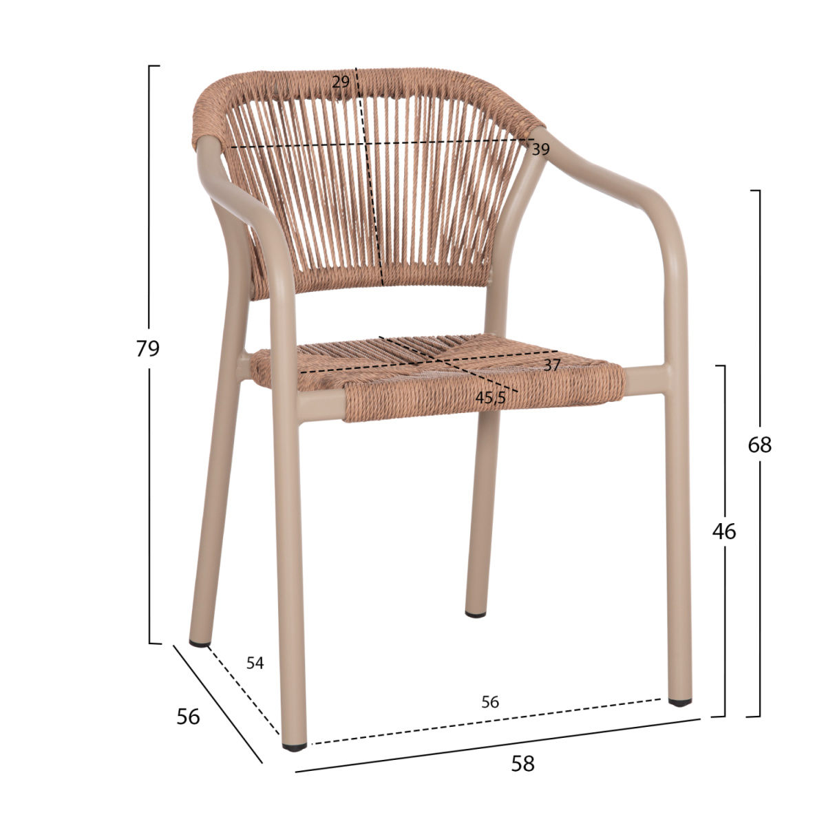 ΠΟΛΥΘΡΟΝΑ ΑΛΟΥΜΙΝΙΟΥ LUCCI HM6266.02 MOKA ΣΚΕΛΕΤΟΣ-P.E.RATTAN ΦΥΣΙΚΟ 58x56x79Υεκ - Image 2