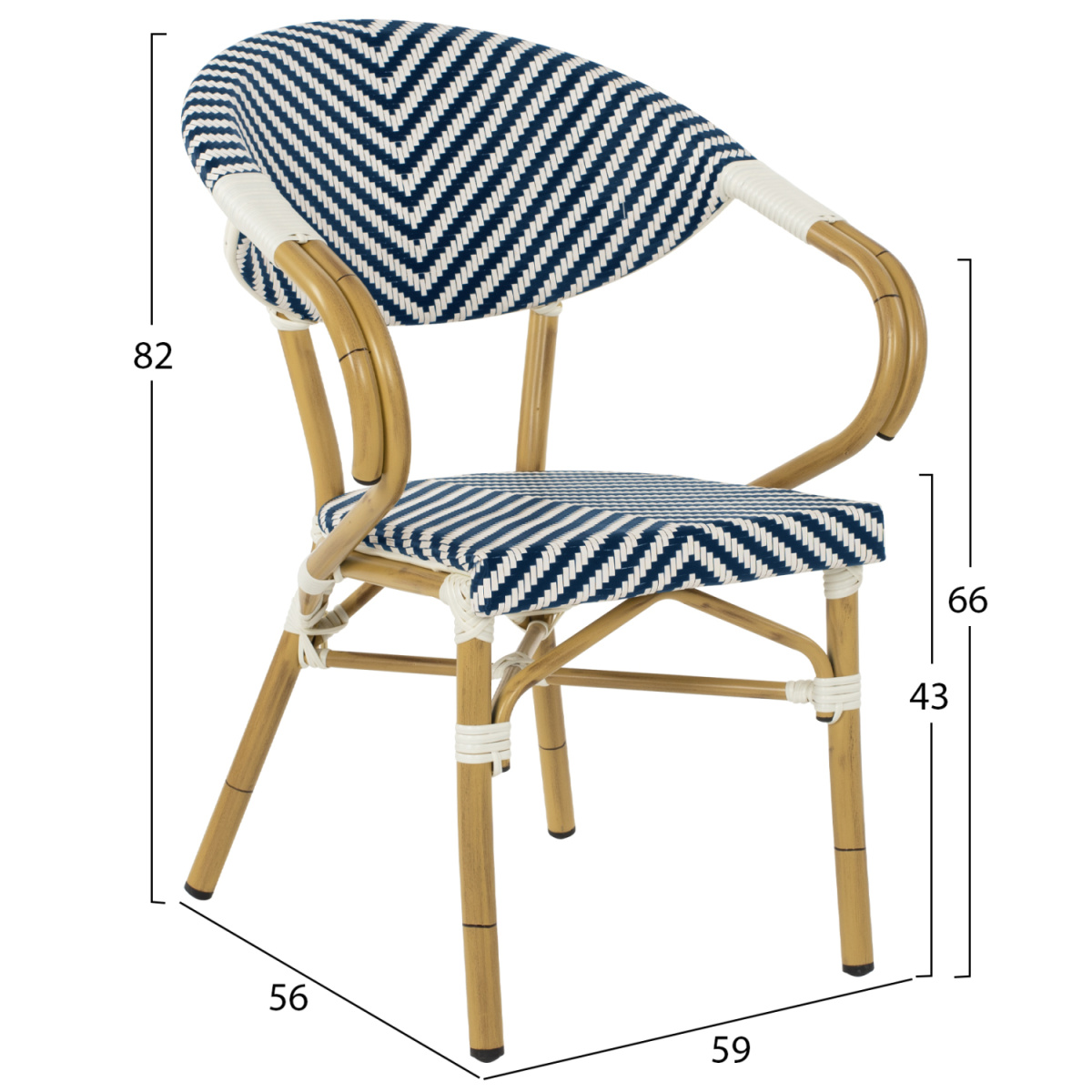 ΠΟΛΥΘΡΟΝΑ BAMBOO LOOK HM5861.02 ΜΠΛΕ-ΛΕΥΚΟ 59x56x82Yεκ. - Image 2
