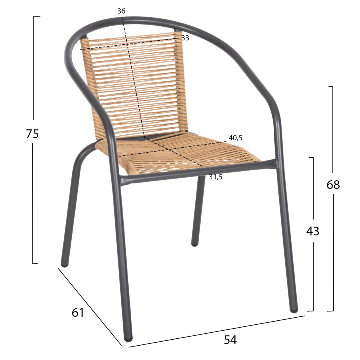 ΠΟΛΥΘΡΟΝΑ SWIFTER HM5969.02 ΜΕΤΑΛΛΟ ΓΚΡΙ-ΣΥΝΘ. RATTAN ΣΕ ΦΥΣΙΚΟ 54x61x75Υεκ. - Image 2