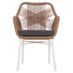 ΠΟΛΥΘΡΟΝΑ TOPIN HM6048.01 ΑΛΟΥΜΙΝΙΟ ΛΕΥΚΟ-P.E. RATTAN ΑΝΟΙΧΤΟ ΚΑΦΕ-ΜΑΞΙΛΑΡΙ ΓΚΡΙ 58x60x83Υ εκ - Image 3