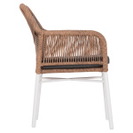ΠΟΛΥΘΡΟΝΑ TOPIN HM6048.01 ΑΛΟΥΜΙΝΙΟ ΛΕΥΚΟ-P.E. RATTAN ΑΝΟΙΧΤΟ ΚΑΦΕ-ΜΑΞΙΛΑΡΙ ΓΚΡΙ 58x60x83Υ εκ - Image 4