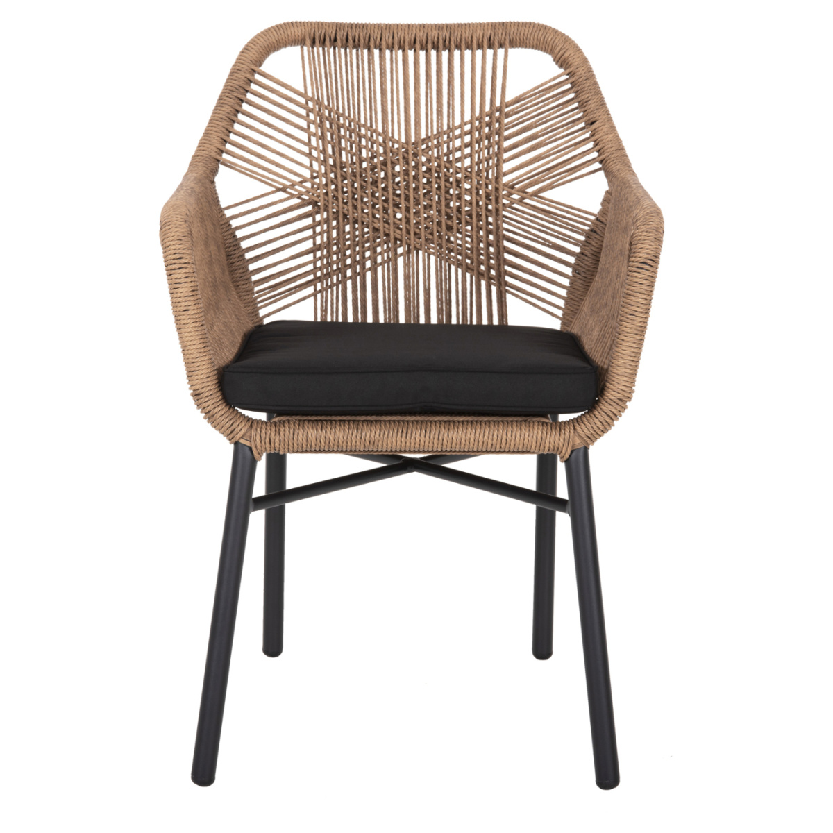 ΠΟΛΥΘΡΟΝΑ TOPIN HM6048.02 ΑΛΟΥΜΙΝΙΟ ΜΑΥΡΟ-P.E. RATTAN ΜΠΕΖ-ΜΑΞΙΛΑΡΙ ΜΑΥΡΟ 57x65x84Υ εκ - Image 3