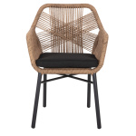 ΠΟΛΥΘΡΟΝΑ TOPIN HM6048.02 ΑΛΟΥΜΙΝΙΟ ΜΑΥΡΟ-P.E. RATTAN ΜΠΕΖ-ΜΑΞΙΛΑΡΙ ΜΑΥΡΟ 57x65x84Υ εκ - Image 3