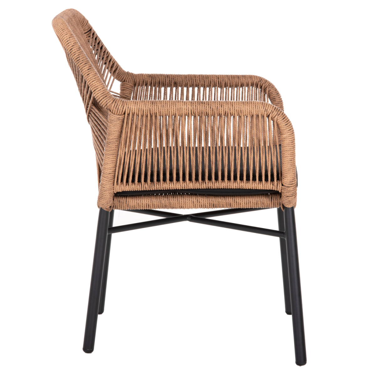 ΠΟΛΥΘΡΟΝΑ TOPIN HM6048.02 ΑΛΟΥΜΙΝΙΟ ΜΑΥΡΟ-P.E. RATTAN ΜΠΕΖ-ΜΑΞΙΛΑΡΙ ΜΑΥΡΟ 57x65x84Υ εκ - Image 4
