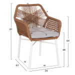 ΠΟΛΥΘΡΟΝΑ TOPIN HM6048.11 ΑΛΟΥΜΙΝΙΟ ΛΕΥΚΟ-P.E. RATTAN ΜΠΕΖ 59x63x81Υεκ - Image 2