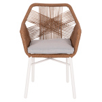ΠΟΛΥΘΡΟΝΑ TOPIN HM6048.11 ΑΛΟΥΜΙΝΙΟ ΛΕΥΚΟ-P.E. RATTAN ΜΠΕΖ 59x63x81Υεκ - Image 3