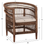 ΠΟΛΥΘΡΟΝΑ MALAWI HM9635.01 ΞΥΛΟ ΜΑΟΝΙ ΜΕ RATTAN ΚΑΦΕ-ΛΕΥΚΟ ΜΑΞΙΛΑΡΙ 80x70x86Υεκ. - Image 2