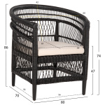 ΠΟΛΥΘΡΟΝΑ MALAWI HM9635.03 ΞΥΛΟ ΜΑΟΝΙ ΜΕ RATTAN ΜΑΥΡΟ-ΛΕΥΚΟ ΜΑΞΙΛΑΡΙ 80x70x86Υεκ. - Image 2