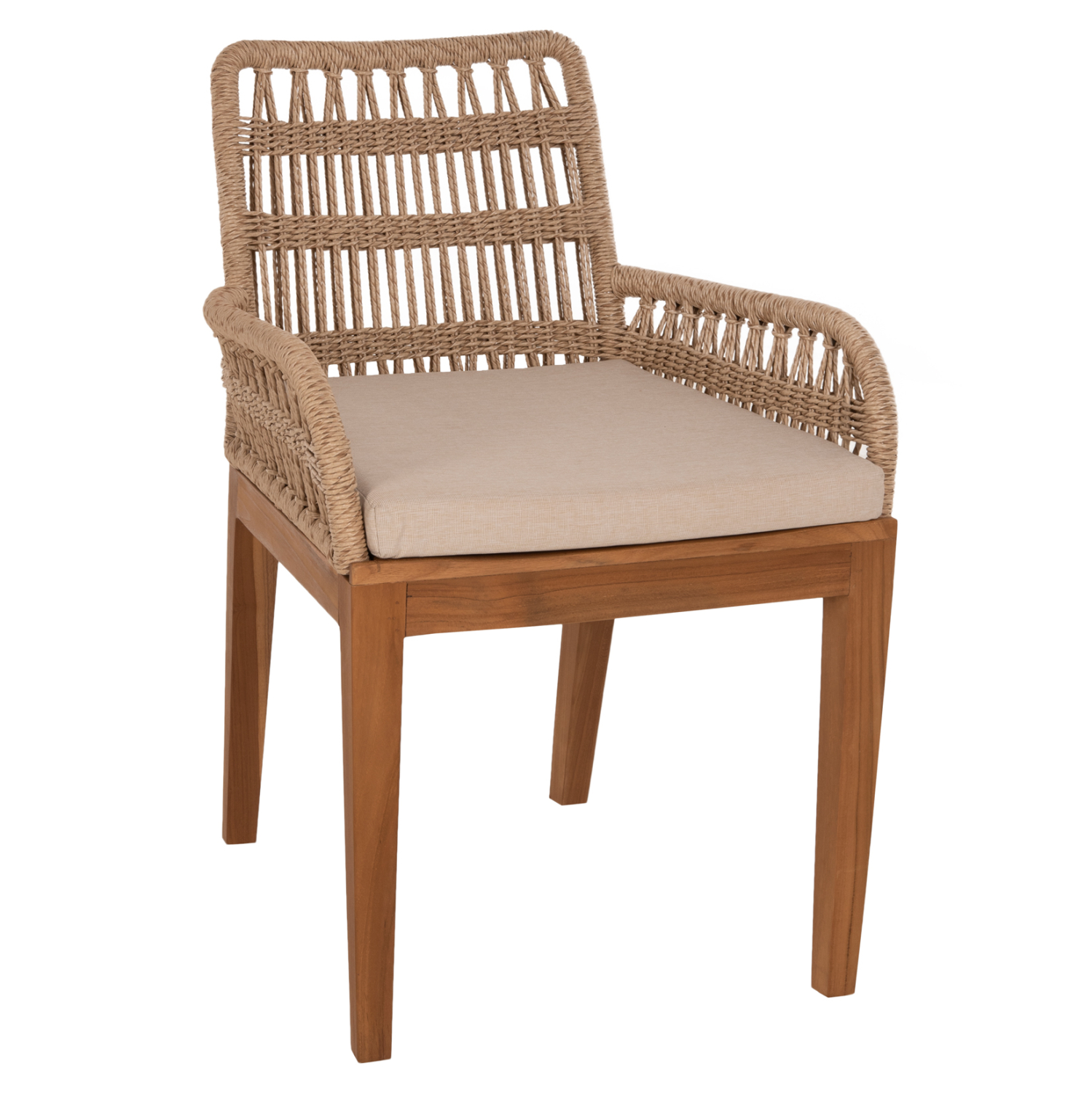 polythrona-fb9976001-xylo-teak-kai-schoi ΠΟΛΥΘΡΟΝΑ STARDOM HM9760.01 ΞΥΛΟ ΤΕΑΚ ΚΑΙ ΣΧΟΙΝΙ- ΦΥΣΙΚΟ ΧΡΩΜΑ 57x65x83Yεκ. - Image 1